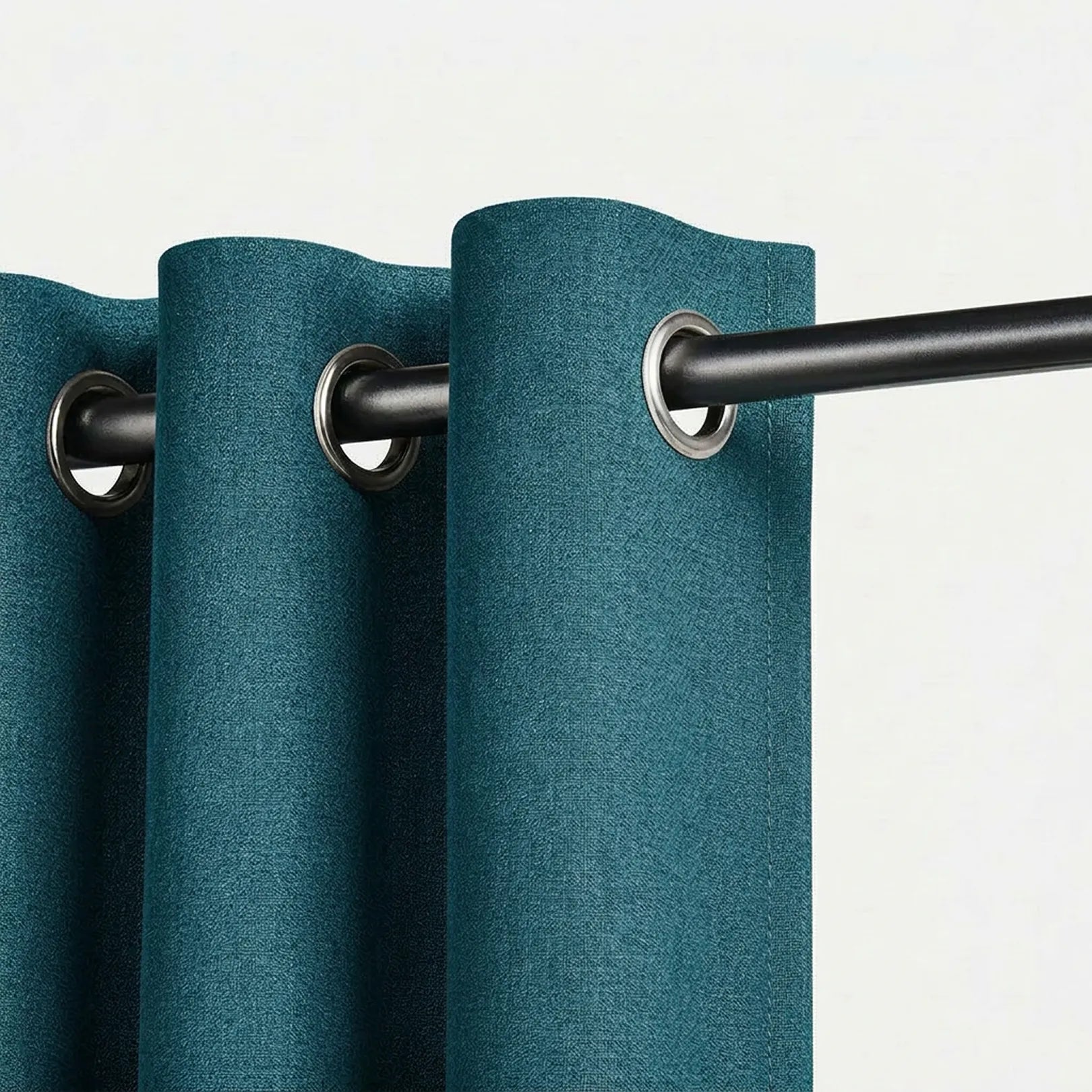 Rideau occultant en lin Maison Rideau de couleur bleu canard